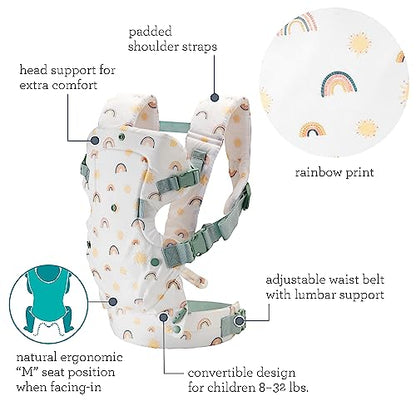 Infantino Flip Advanced 4-in-1 Carrier - Ergonomic, Convertible, face-in and face-Out Front and Back Carry for Newborns and Older Babies 8-32 lbs, Rainbow