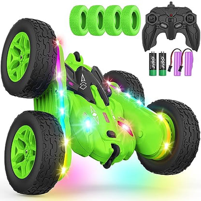 Remote Control Car, Rc Cars Stunt RC Car Toys New Upgraded Strip Lights and Headlights Car Toys Double-Sided 360° Rotating 4WD Rc Drift Truck for Boys Girls Birthday Gift (Blue)