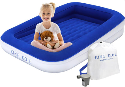 King Koil Plush Pillow Top King Air Mattress with Built-in High-Speed Pump Best for Home, Camping, Guests, 20" King Size Luxury Double Airbed Adjustable Blow Up Mattress, Waterproof, 1-Year Warranty.