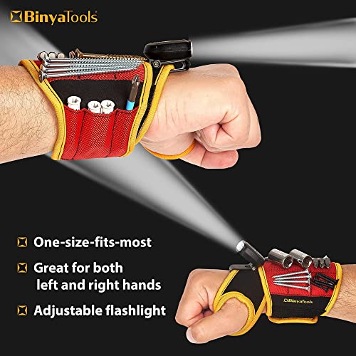 BINYATOOLS Magnetic Wristband with Super Strong Magnets Holds Screws, Nails, Drill Bit. Unique Wrist Support Design Cool Handy Gadget Gifts for Fathers, Boyfriends, Handyman, Electrician