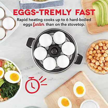 DASH Rapid Egg Cooker: 6 Egg Capacity Electric Egg Cooker for Hard Boiled Eggs, Poached Eggs, Scrambled Eggs, or Omelets with Auto Shut Off Feature - Aqua, 5.5 Inch (DEC005AQ)