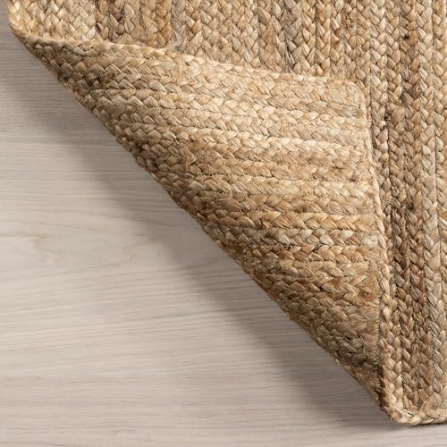 nuLOOM 6x9 Rigo Jute Hand Woven Area Rug, Natural, Solid Farmhouse Design, Natural Fiber, For Bedroom, Living Room, Dining Room, Hallway, Office, Kitchen, Entryway