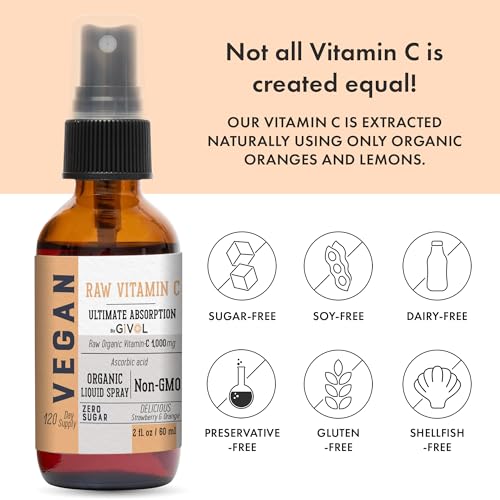 Vitamin C Extra Strength Spray: Daily Absorption Liquid Extract with Lemon, Orange, Strawberry, Rich in Ascorbic Acid, 2oz (60ml) 60 Day Supply