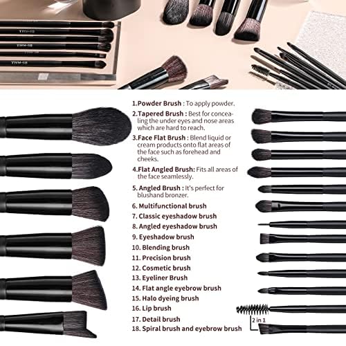 BS-MALL Makeup Brush Set 18 Pcs Premium Synthetic Foundation Powder Concealers Eye shadows Blush Makeup Brushes with black case