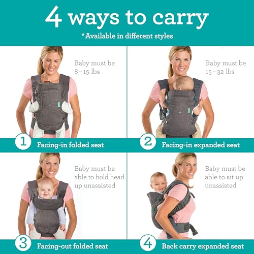 Infantino Flip Advanced 4-in-1 Carrier - Ergonomic, Convertible, face-in and face-Out Front and Back Carry for Newborns and Older Babies 8-32 lbs, Rainbow