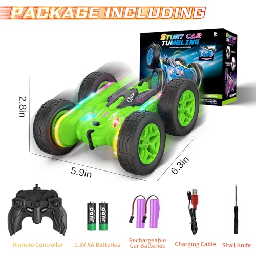 Remote Control Car, Rc Cars Stunt RC Car Toys New Upgraded Strip Lights and Headlights Car Toys Double-Sided 360° Rotating 4WD Rc Drift Truck for Boys Girls Birthday Gift (Blue)