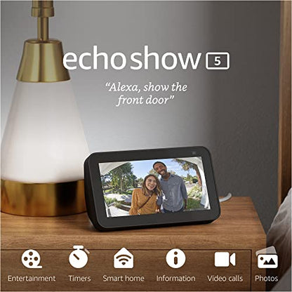 Echo Show 5 (2nd Gen, 2021 release) | Smart display with Alexa and 2 MP camera | Charcoal