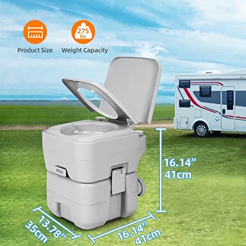 YITAHOME Portable Toilet, Camping Toilet, Travel RV Toilet,5.3 Gallon Detachable Waste Tank, Double Water Spouts, Portable Toilet for Camping, Hiking, Hunting, Boating, Gray