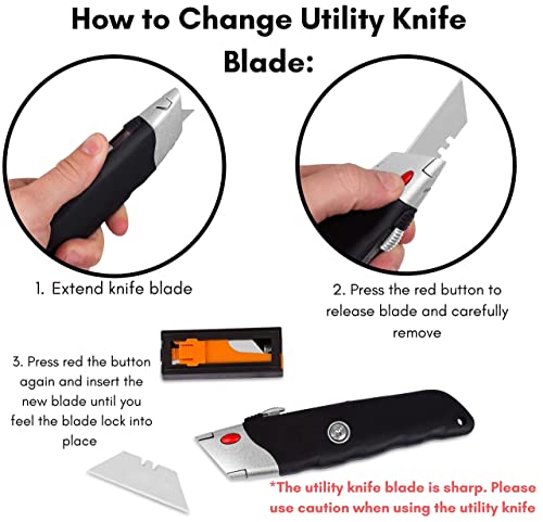 INTERNET'S BEST Premium Utility Knife Set | Retractable Box Cutter with Rubber Handle | Heavy-Duty Cutting for Cardboard, Carpet, Plastic | Retractable Blade | Includes 2 Razor Knives & Extra Blades