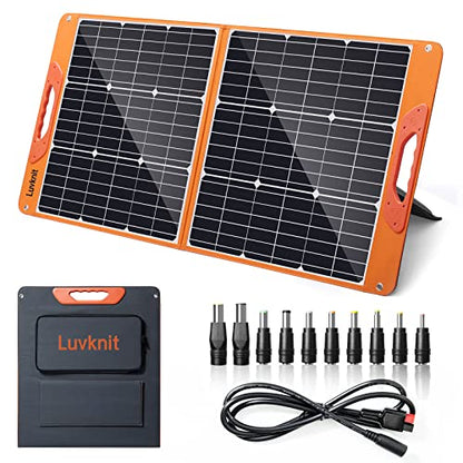 100 Watt Portable Solar Panel for Power Station, Foldable 100W Solar Panel for Camping Hiking Off-Grid Living, Monocrystalline Folding Panel Solar with 5V USB 18V DC Output…