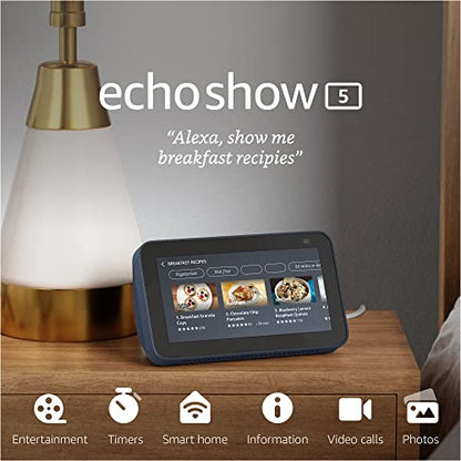 Echo Show 5 (2nd Gen, 2021 release) | Smart display with Alexa and 2 MP camera | Charcoal