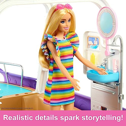 Barbie Toy Boat Playset, Dream Boat with 20+ Ocean-Themed Accessories Sized to Fashion Dolls Including Pool, Slide & Dolphin,