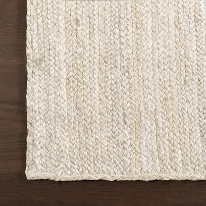 nuLOOM 6x9 Rigo Jute Hand Woven Area Rug, Natural, Solid Farmhouse Design, Natural Fiber, For Bedroom, Living Room, Dining Room, Hallway, Office, Kitchen, Entryway