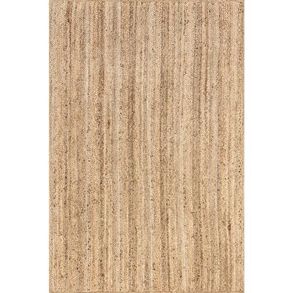 nuLOOM 6x9 Rigo Jute Hand Woven Area Rug, Natural, Solid Farmhouse Design, Natural Fiber, For Bedroom, Living Room, Dining Room, Hallway, Office, Kitchen, Entryway