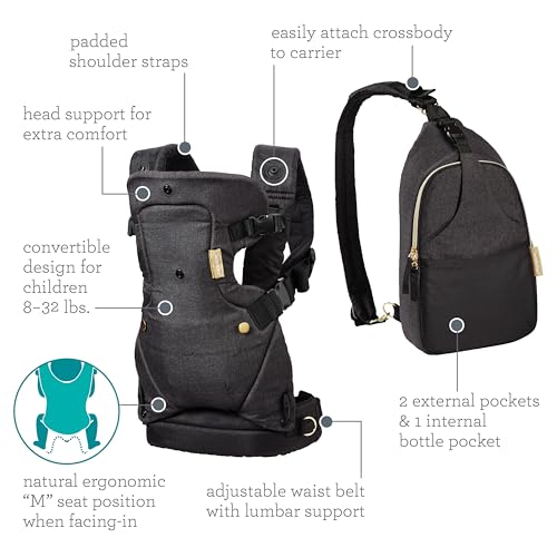 Infantino Flip Advanced 4-in-1 Carrier - Ergonomic, Convertible, face-in and face-Out Front and Back Carry for Newborns and Older Babies 8-32 lbs, Rainbow