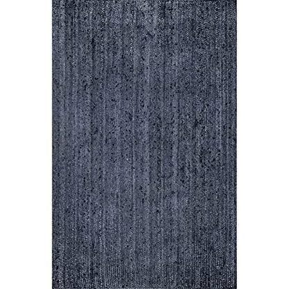 nuLOOM 6x9 Rigo Jute Hand Woven Area Rug, Natural, Solid Farmhouse Design, Natural Fiber, For Bedroom, Living Room, Dining Room, Hallway, Office, Kitchen, Entryway