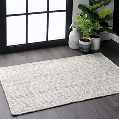 nuLOOM 6x9 Rigo Jute Hand Woven Area Rug, Natural, Solid Farmhouse Design, Natural Fiber, For Bedroom, Living Room, Dining Room, Hallway, Office, Kitchen, Entryway