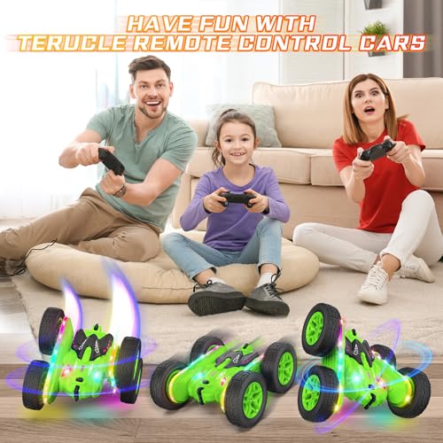 Remote Control Car, Rc Cars Stunt RC Car Toys New Upgraded Strip Lights and Headlights Car Toys Double-Sided 360° Rotating 4WD Rc Drift Truck for Boys Girls Birthday Gift (Blue)