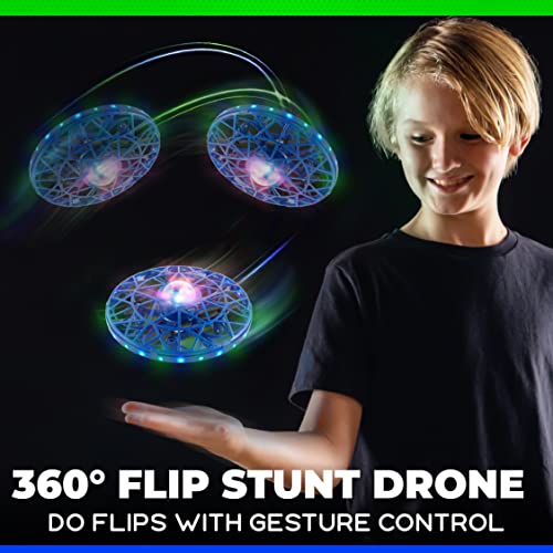 Force1 Scoot LED Hand Operated Drone for Kids or Adults - Hands Free Motion Sensor Mini Drone, Easy Indoor Small UFO Toy Flying Ball Drone Toy for Boys and Girls (Green/Blue)