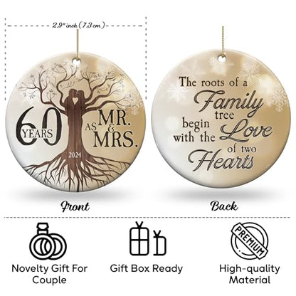 30th 2024 Wedding Anniversary Ornament - Christmas Ceramic Ornament Gift Anniversary for Couple, Parents, Friend Her Him - 30th Wedding Anniversary Present Holiday Decoration Hanging Ornament