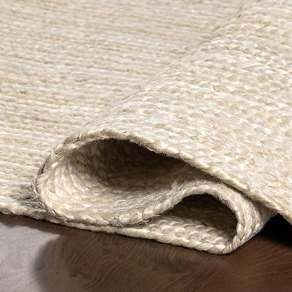 nuLOOM 6x9 Rigo Jute Hand Woven Area Rug, Natural, Solid Farmhouse Design, Natural Fiber, For Bedroom, Living Room, Dining Room, Hallway, Office, Kitchen, Entryway