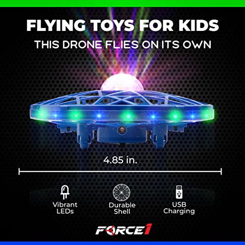 Force1 Scoot LED Hand Operated Drone for Kids or Adults - Hands Free Motion Sensor Mini Drone, Easy Indoor Small UFO Toy Flying Ball Drone Toy for Boys and Girls (Green/Blue)