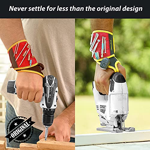 BINYATOOLS Magnetic Wristband with Super Strong Magnets Holds Screws, Nails, Drill Bit. Unique Wrist Support Design Cool Handy Gadget Gifts for Fathers, Boyfriends, Handyman, Electrician