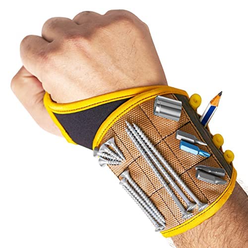 BINYATOOLS Magnetic Wristband with Super Strong Magnets Holds Screws, Nails, Drill Bit. Unique Wrist Support Design Cool Handy Gadget Gifts for Fathers, Boyfriends, Handyman, Electrician