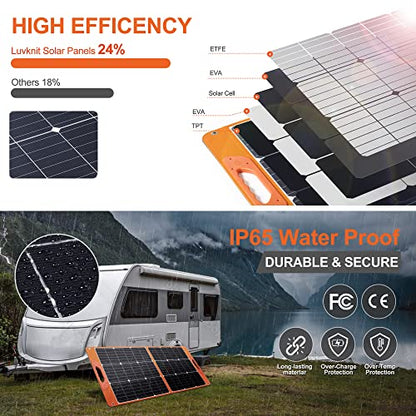 100 Watt Portable Solar Panel for Power Station, Foldable 100W Solar Panel for Camping Hiking Off-Grid Living, Monocrystalline Folding Panel Solar with 5V USB 18V DC Output…