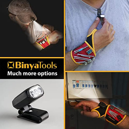 BINYATOOLS Magnetic Wristband with Super Strong Magnets Holds Screws, Nails, Drill Bit. Unique Wrist Support Design Cool Handy Gadget Gifts for Fathers, Boyfriends, Handyman, Electrician