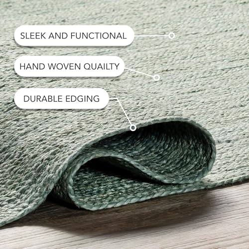 nuLOOM 6x9 Rigo Jute Hand Woven Area Rug, Natural, Solid Farmhouse Design, Natural Fiber, For Bedroom, Living Room, Dining Room, Hallway, Office, Kitchen, Entryway