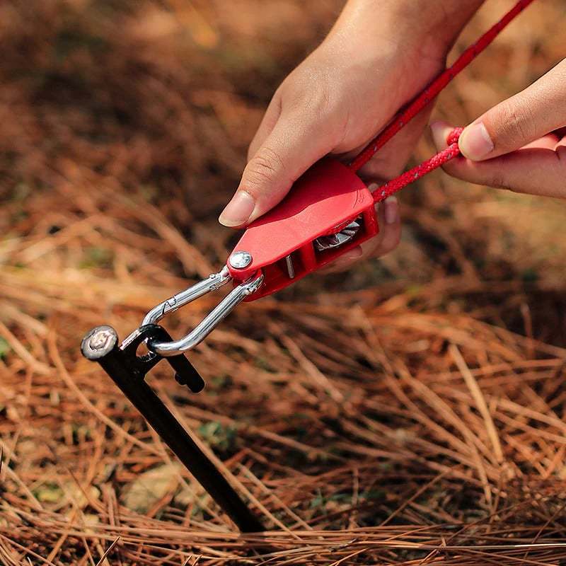 Camping Tent Tie Down Rope Tightener Fastening Pulley Ratchet Hangers Awning Rope Hook Canopy Buckle Rope Tightening Straps Tool