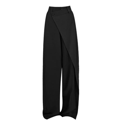 Fashionable irregular splicing straight leg pants for women's spring and autumn design explosive street drape suit pants