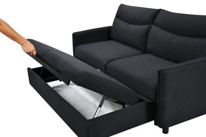 3 in 1 Convertible Sleeper Sofa Bed Modern Fabric Loveseat Futon Sofa Couch w/Pullout Bed Black