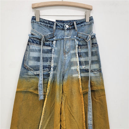 Vintage jeans for women, high waisted, loose fit, slimming and versatile straight leg wide leg pants