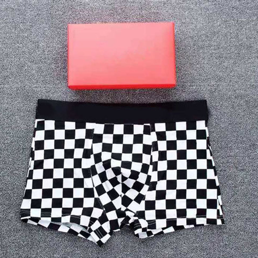 Checkered Men's Cotton Boxer Boxer Briefs