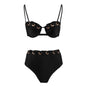 Sexy strapless split swimsuit women's high waisted bikini