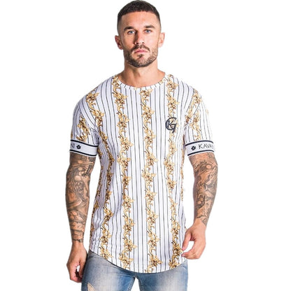 Casual Men T-shirt Stripe Summer Man Tshirt Fashion Tops Streetwear Male T-shirts Hip Hop