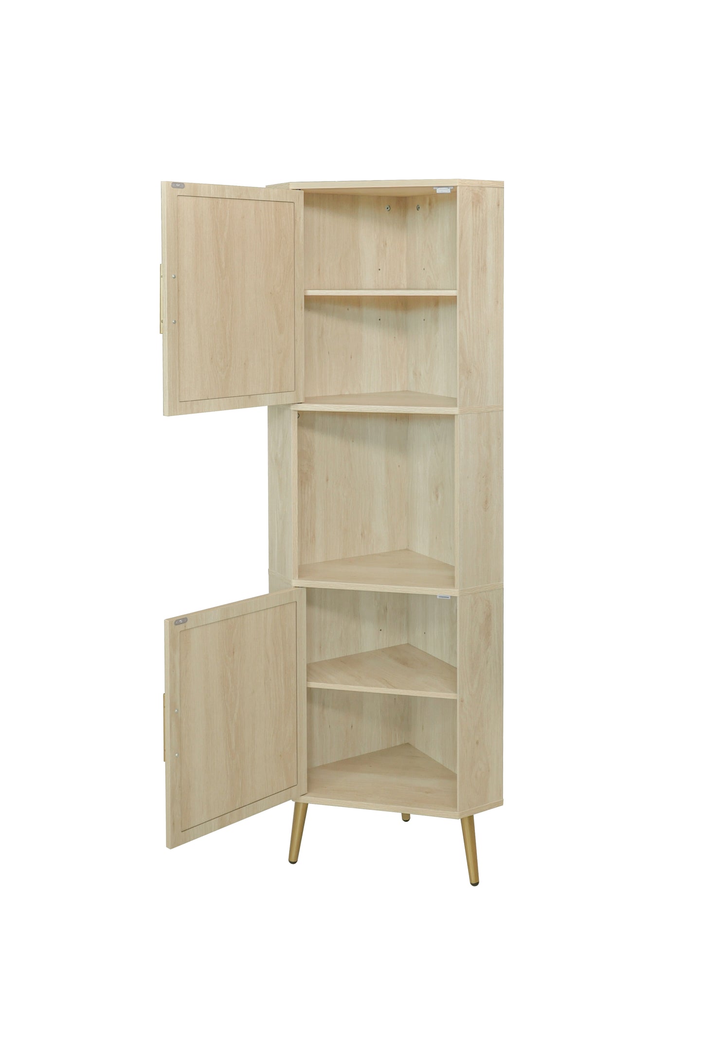 Corner cabinet ,Rattan door,Freestanding Corner Tables For Small Spaces, Corner Shelf Stand For Living Room, Kitchen, Bathroom