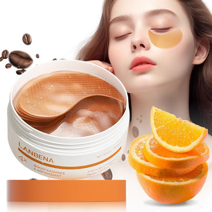 LANBENA Vitamin C Under Eye Patches-60 Pcs-Cooling Eye Masks for Dark Circles, with Caffeine Niacinamide Hydra-Gel Collagen, Puffy Eyes & Eye Bags Treatment, Fine Lines & Wrinkles Reduce, Anti-Aging