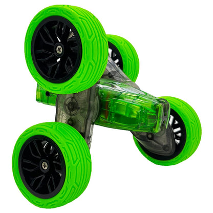 Threeking RC Stunt Cars Remote Control Car Double-Sided Driving 360-degree Flips Rotating Car Toy, Green