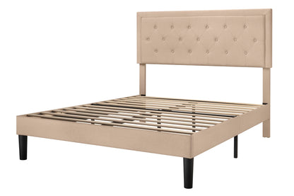 Allewie Queen Size Button Tufted Platform Bed Frame/Fabric Upholstered Bed Frame with Adjustable Headboard/Wood Slat Support/Mattress Foundation/Dark Grey (Queen)