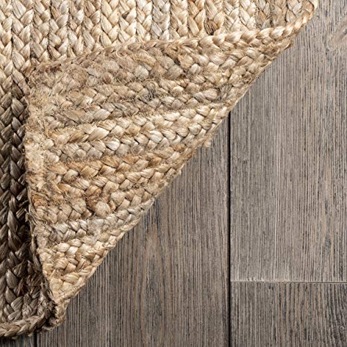 nuLOOM 6x9 Rigo Jute Hand Woven Area Rug, Natural, Solid Farmhouse Design, Natural Fiber, For Bedroom, Living Room, Dining Room, Hallway, Office, Kitchen, Entryway