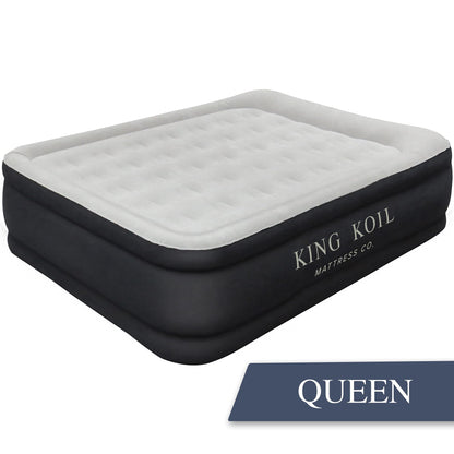 King Koil Plush Pillow Top King Air Mattress with Built-in High-Speed Pump Best for Home, Camping, Guests, 20" King Size Luxury Double Airbed Adjustable Blow Up Mattress, Waterproof, 1-Year Warranty.