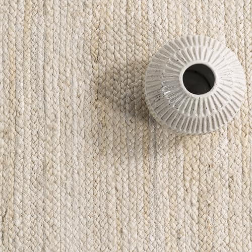 nuLOOM 6x9 Rigo Jute Hand Woven Area Rug, Natural, Solid Farmhouse Design, Natural Fiber, For Bedroom, Living Room, Dining Room, Hallway, Office, Kitchen, Entryway