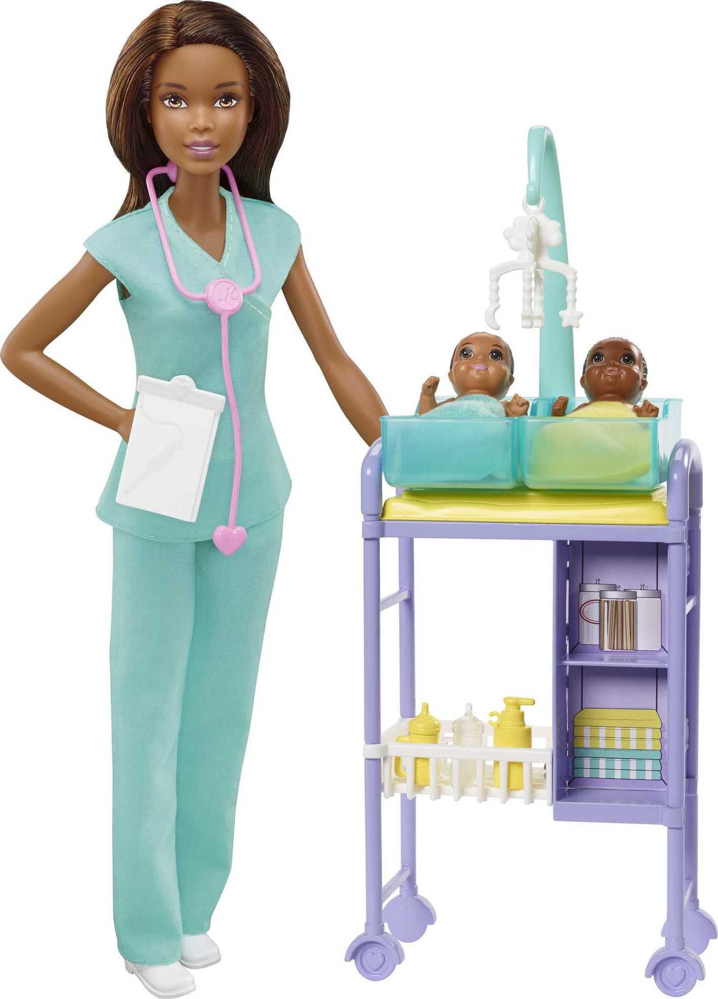 Barbie Careers Doll & Playset, Baby Doctor Theme with Blonde Fashion Doll, 2 Baby Dolls, Furniture & Accessories