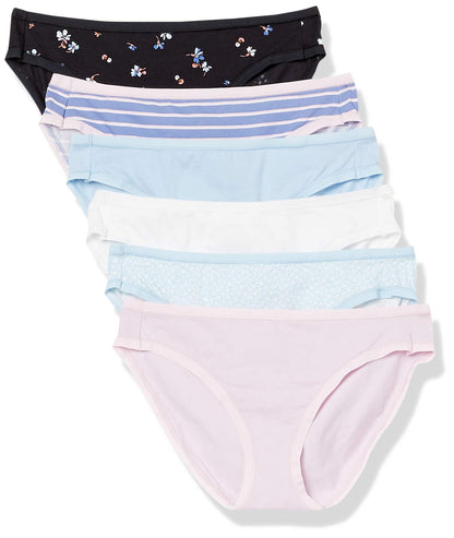 Amazon Essentials Women's Cotton Bikini Brief Underwear (Available in Plus Size), Multipacks