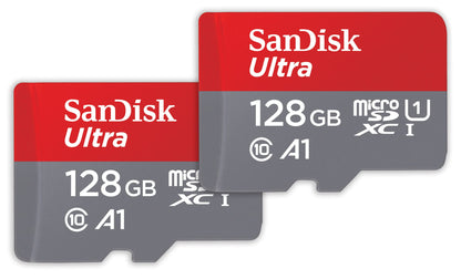 SanDisk 128GB Ultra microSDXC UHS-I Memory Card with Adapter - Up to 140MB/s, C10, U1, Full HD, A1, MicroSD Card - SDSQUAB-128G-GN6MA [New Version]