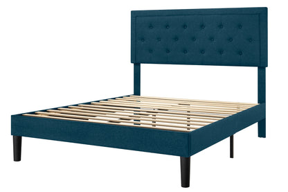 Allewie Queen Size Button Tufted Platform Bed Frame/Fabric Upholstered Bed Frame with Adjustable Headboard/Wood Slat Support/Mattress Foundation/Dark Grey (Queen)