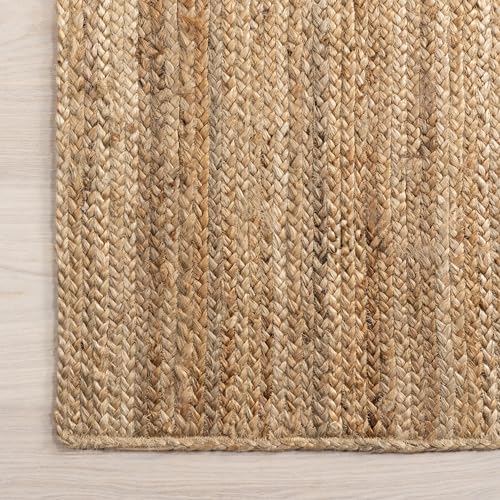 nuLOOM 6x9 Rigo Jute Hand Woven Area Rug, Natural, Solid Farmhouse Design, Natural Fiber, For Bedroom, Living Room, Dining Room, Hallway, Office, Kitchen, Entryway